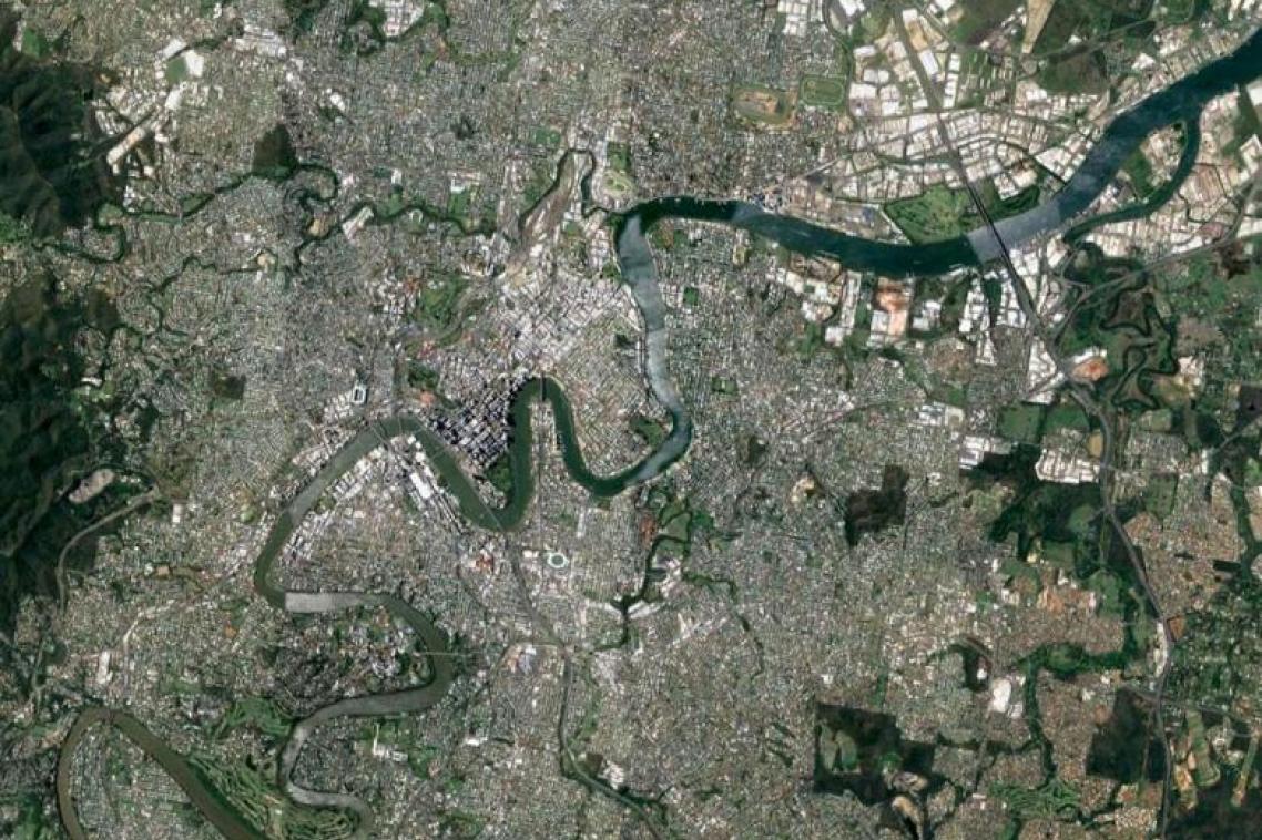 Aerial photograph of Brisbane.
